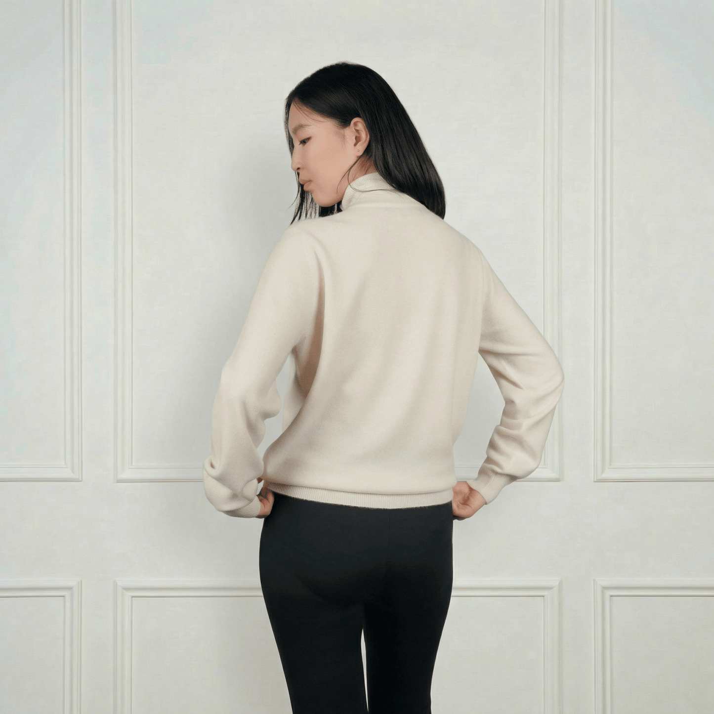 Blair Zip - Neck Cashmere Cardigan - Blue Sky Cashmere