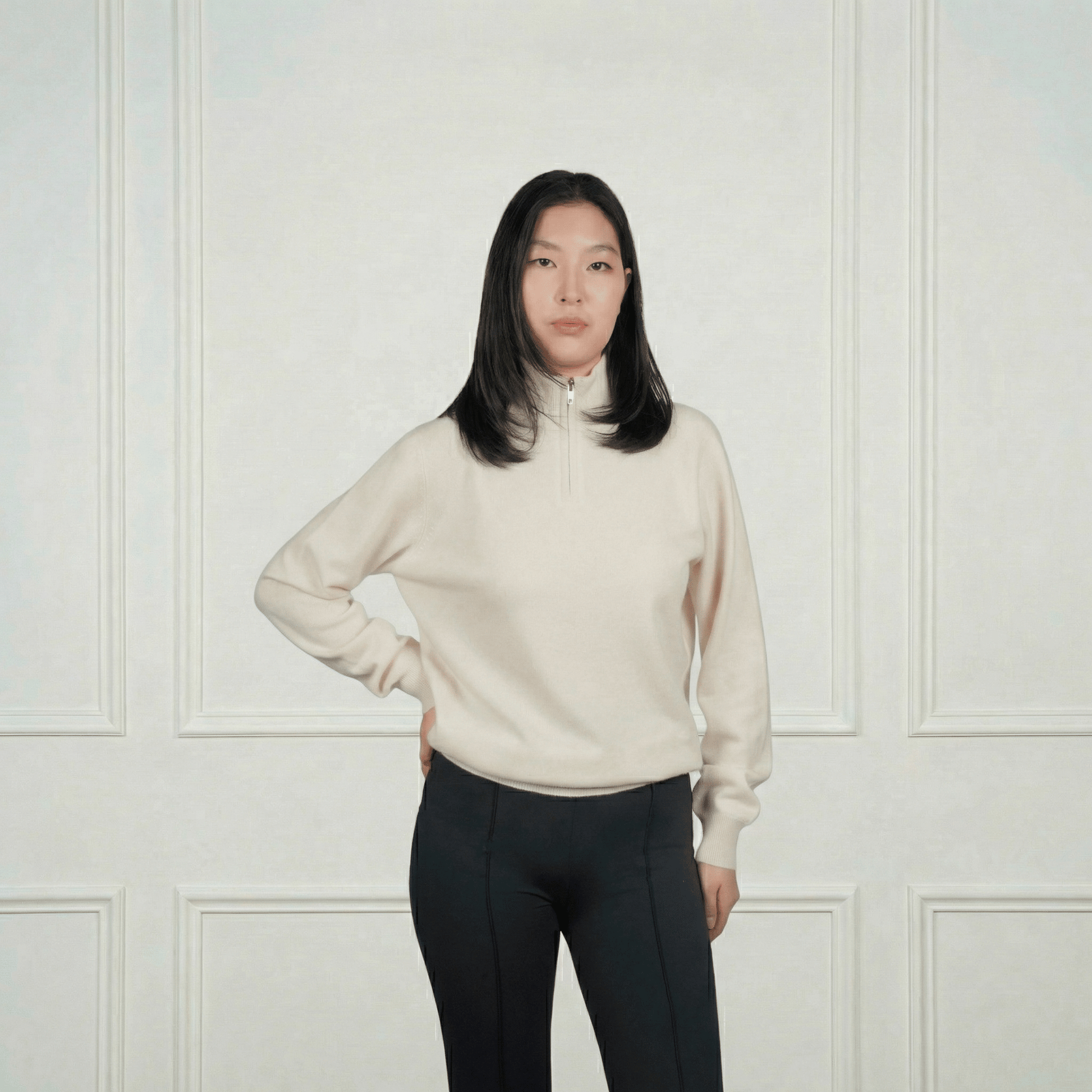 Blair Zip - Neck Cashmere Cardigan - Blue Sky Cashmere