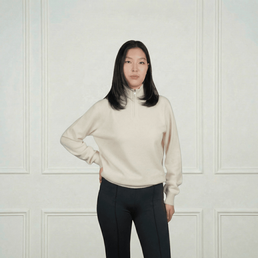 Blair Zip - Neck Cashmere Cardigan - Blue Sky Cashmere