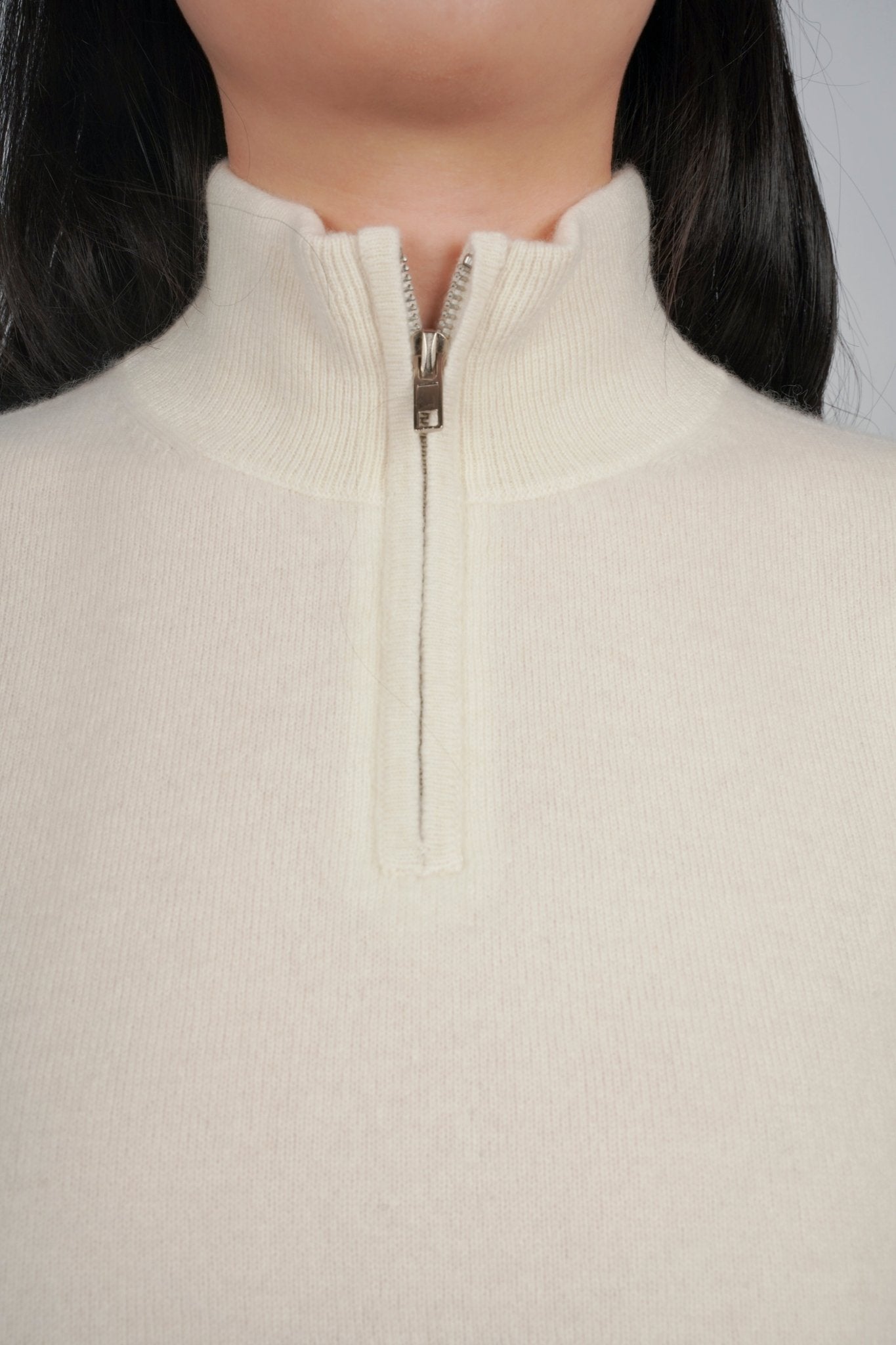 Blair Zip - Neck Cashmere Cardigan - Blue Sky Cashmere