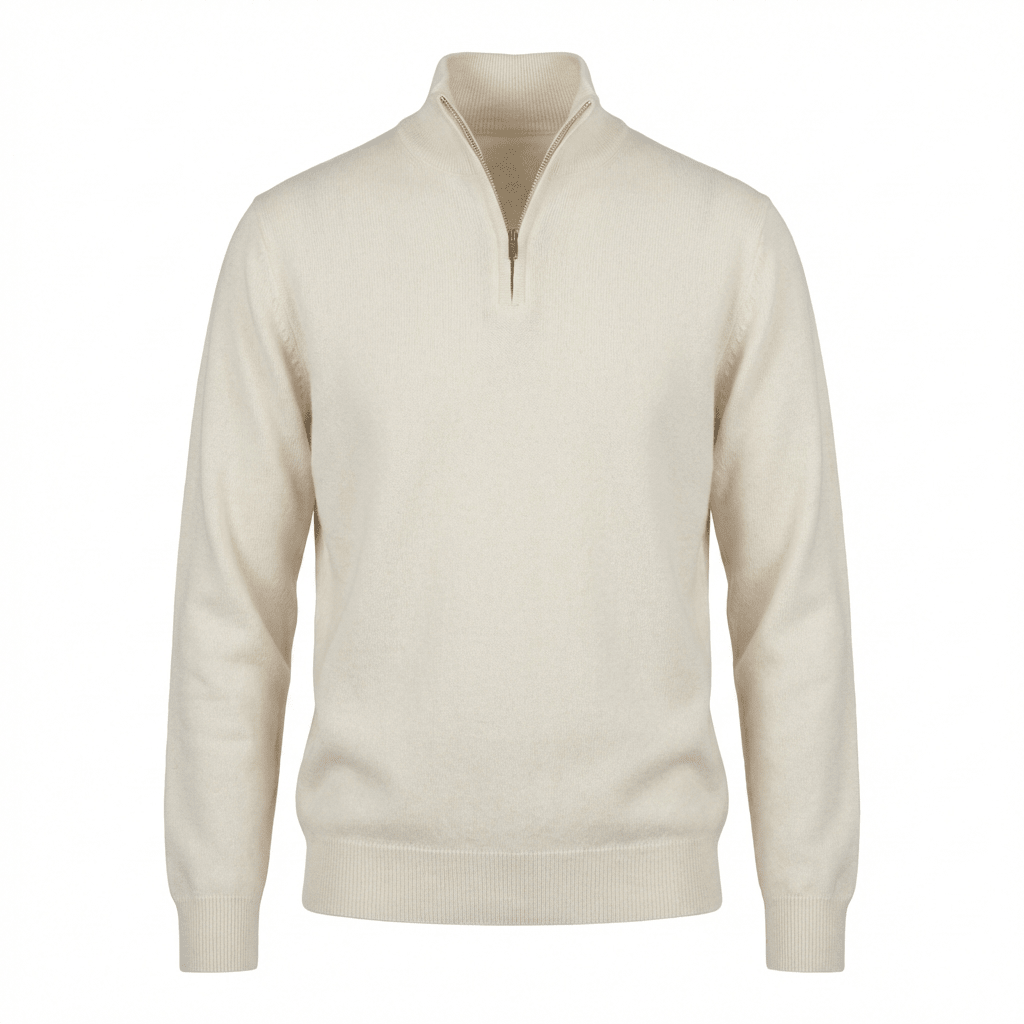 Blair Zip - Neck Cashmere Cardigan - Blue Sky Cashmere