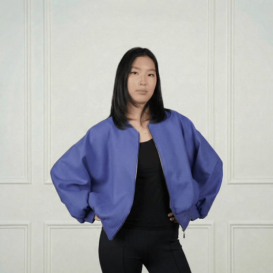 Cashmere Bomber Jacket - Blue Sky Cashmere