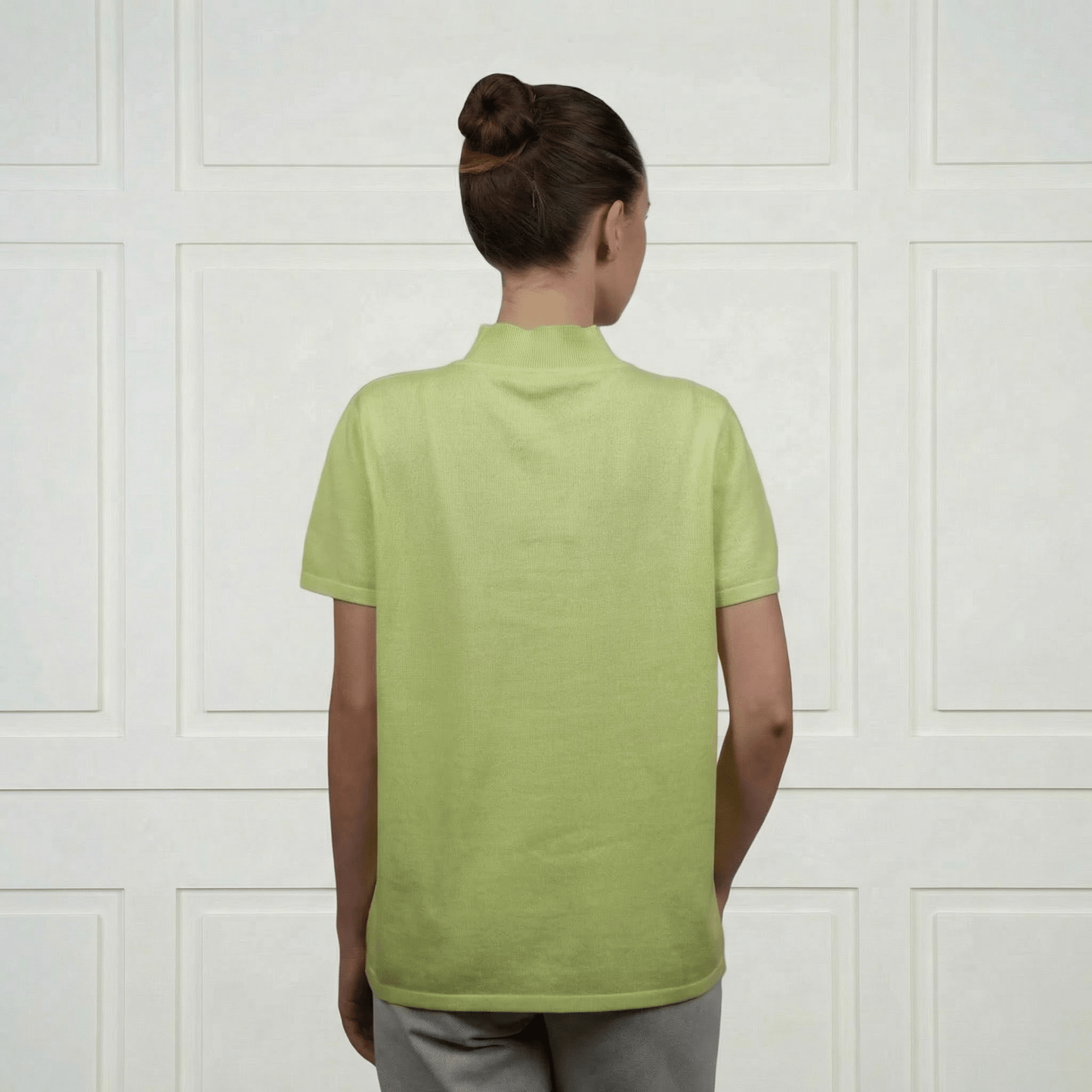 Cashmere - Cotton Mock T-Shirt - Blue Sky Cashmere