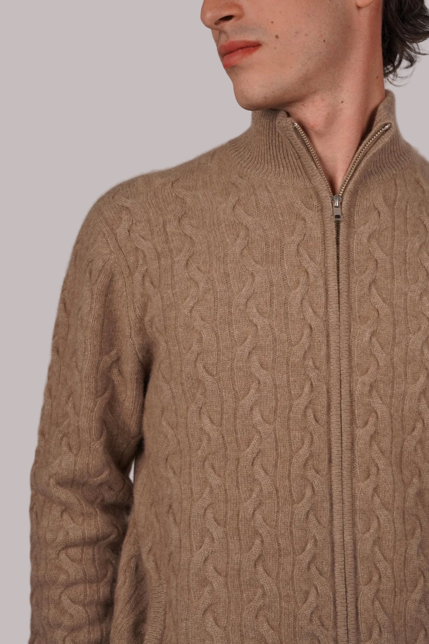 Cashmere Double - Zip Cardigan - Blue Sky Cashmere