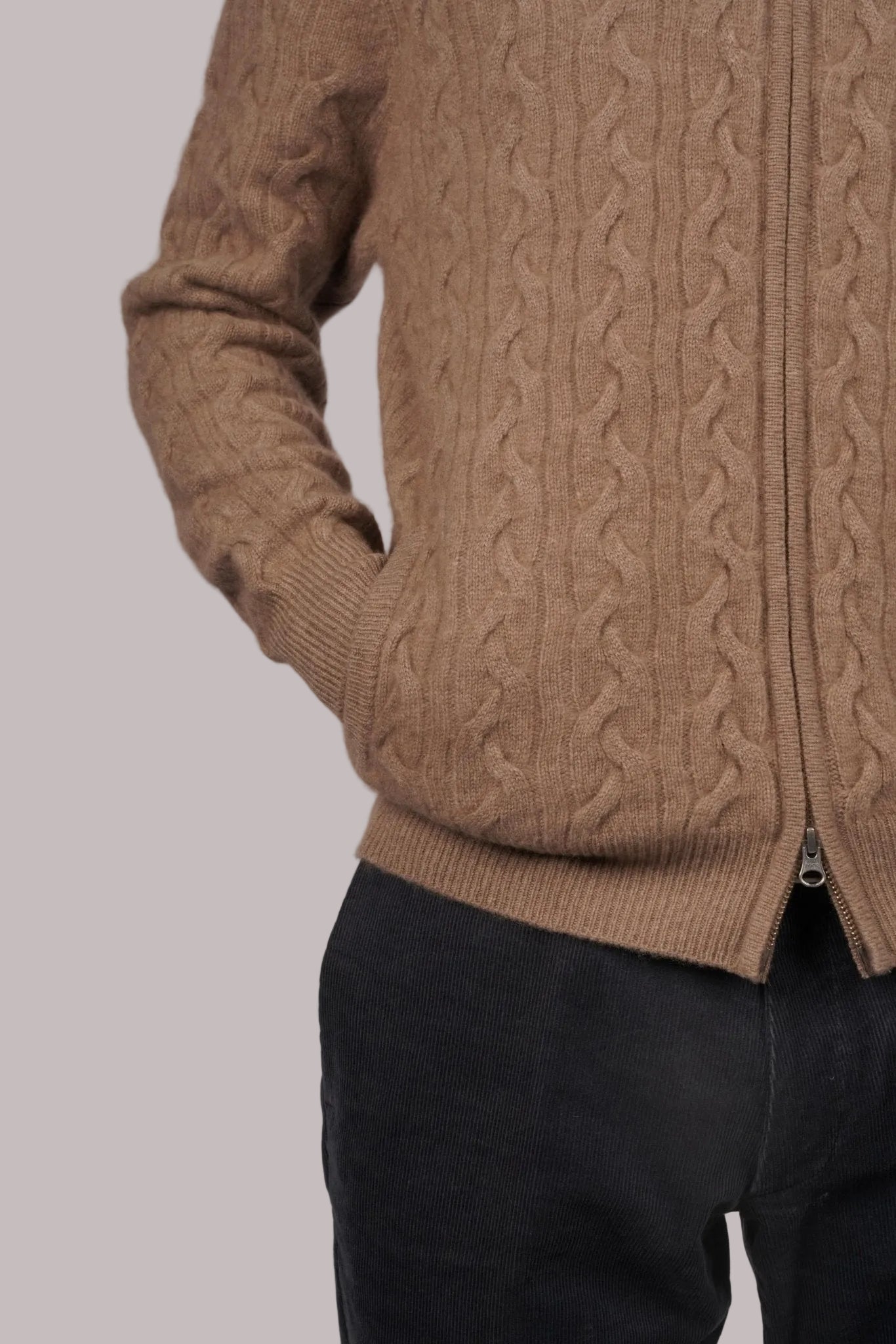 Cashmere Double - Zip Cardigan - Blue Sky Cashmere