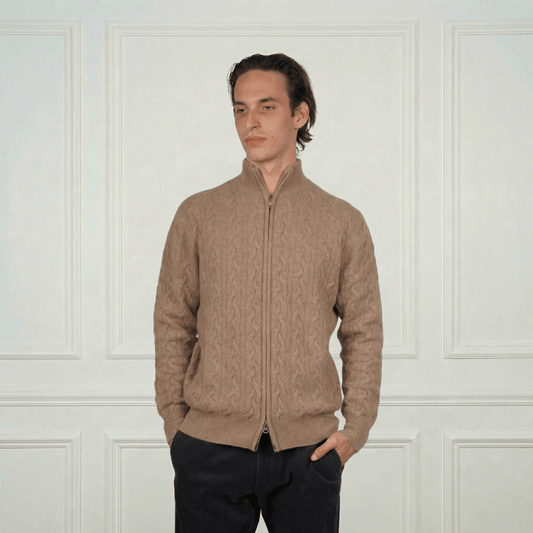 Cashmere Double - Zip Cardigan - Blue Sky Cashmere