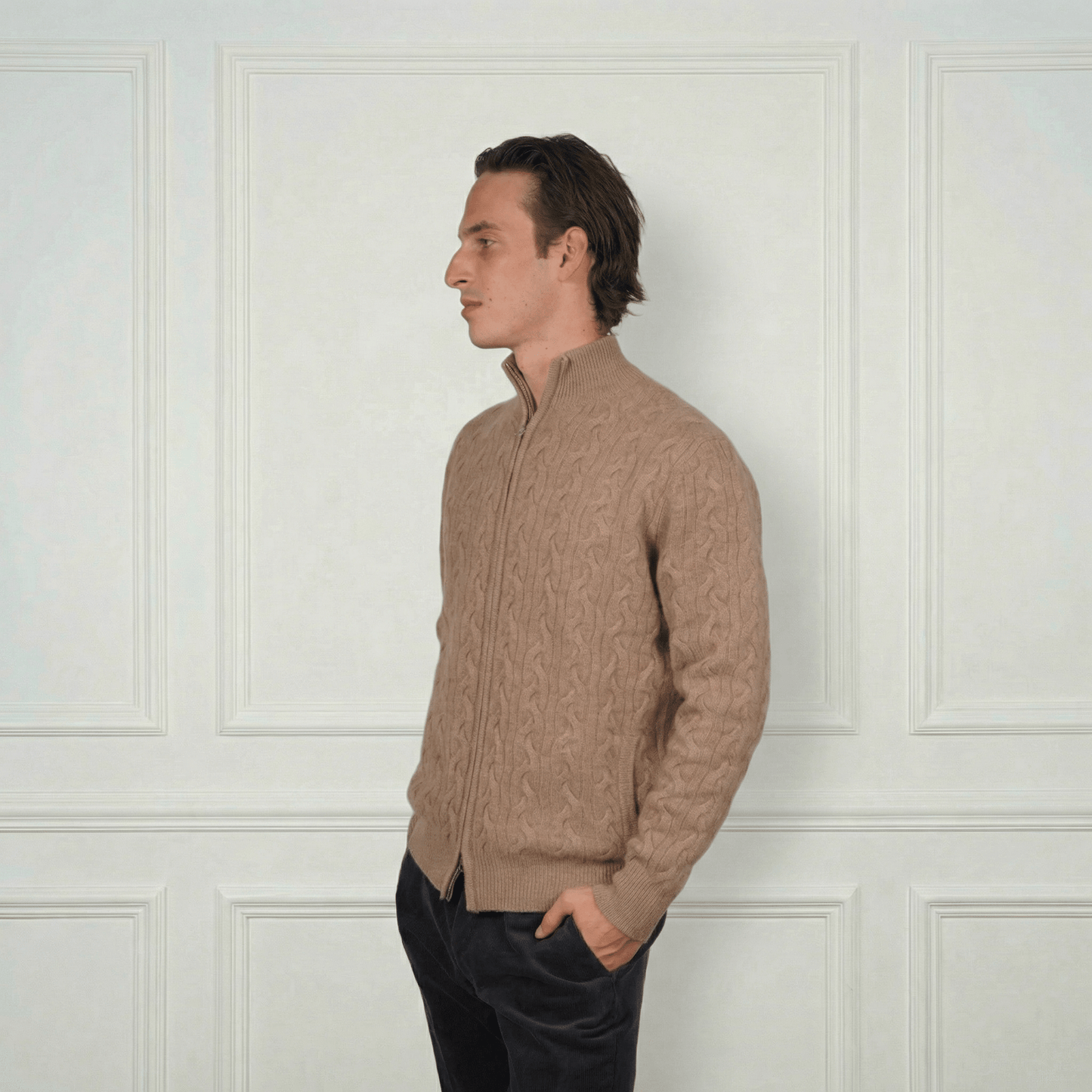 Cashmere Double - Zip Cardigan - Blue Sky Cashmere