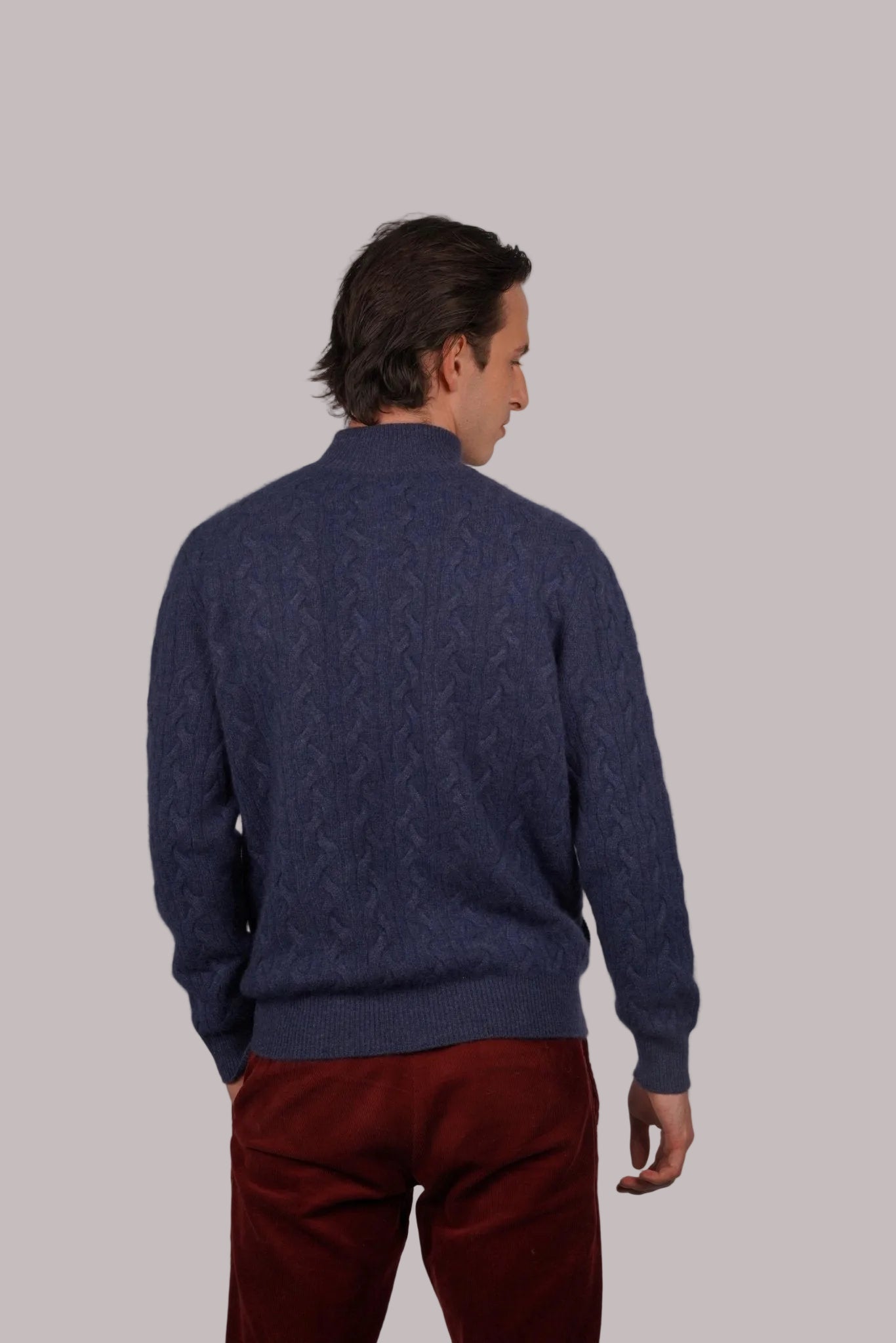 Cashmere Double - Zip Cardigan - Blue Sky Cashmere