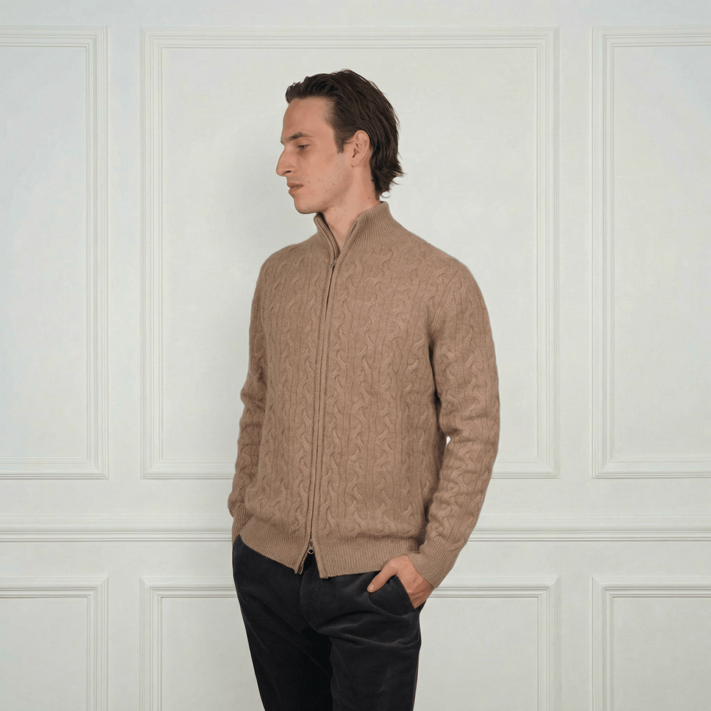 Cashmere Double - Zip Cardigan - Blue Sky Cashmere