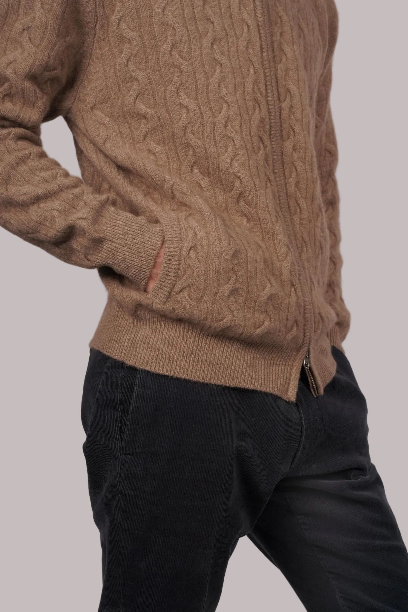 Cashmere Double - Zip Cardigan - Blue Sky Cashmere