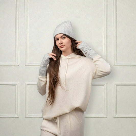 Cashmere Fingerless Mittens - Blue Sky Cashmere