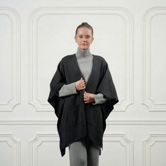 Cashmere Poncho - Blue Sky Cashmere
