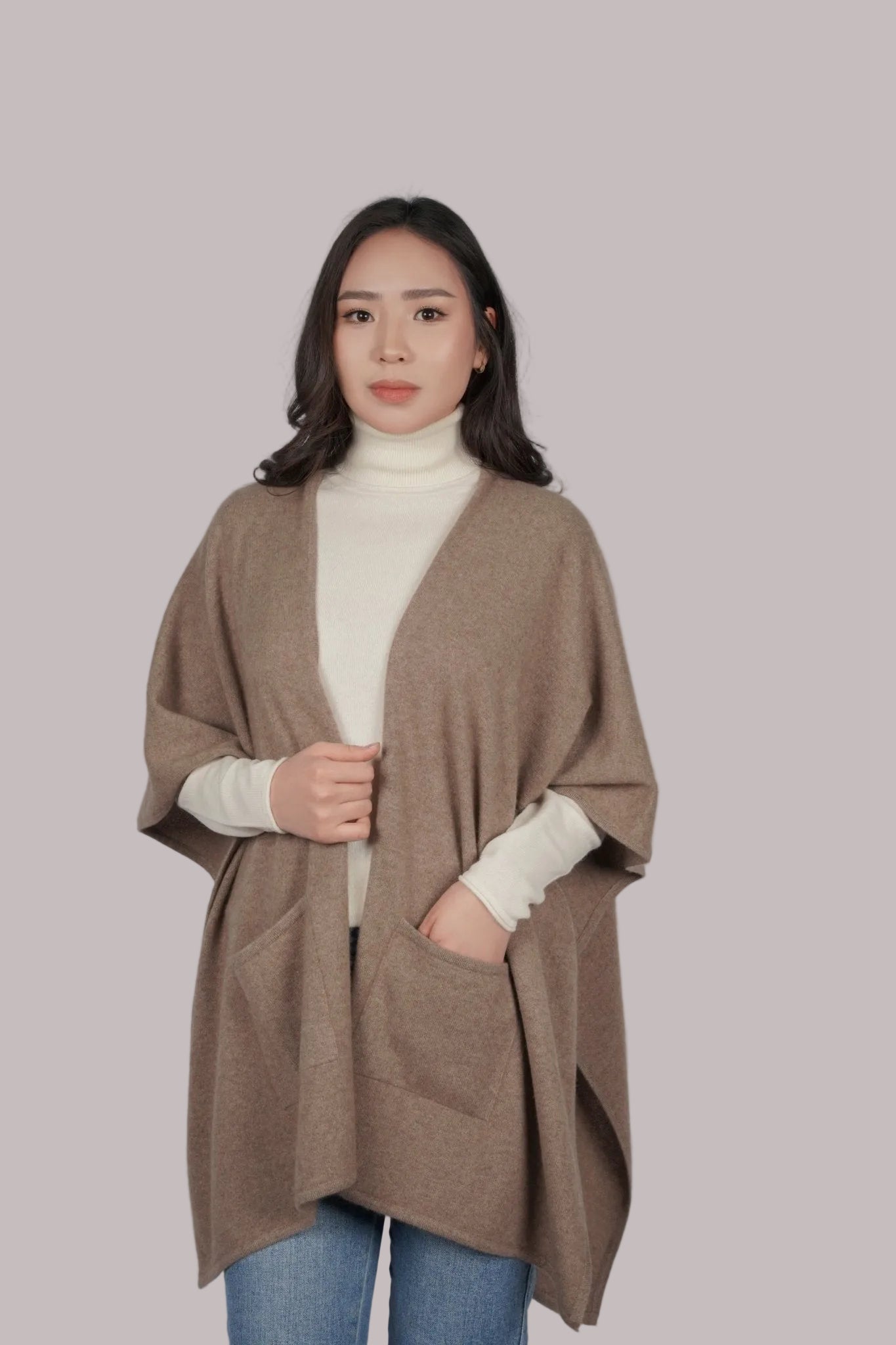 Cashmere Poncho - Blue Sky Cashmere