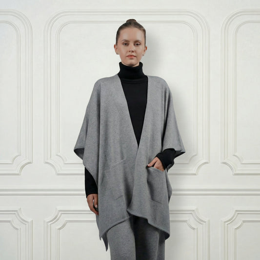 Cashmere Poncho - Blue Sky Cashmere