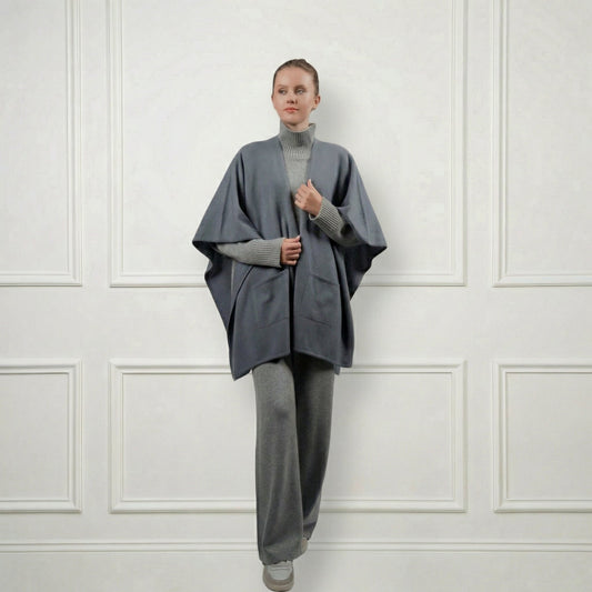 Cashmere Poncho - Blue Sky Cashmere