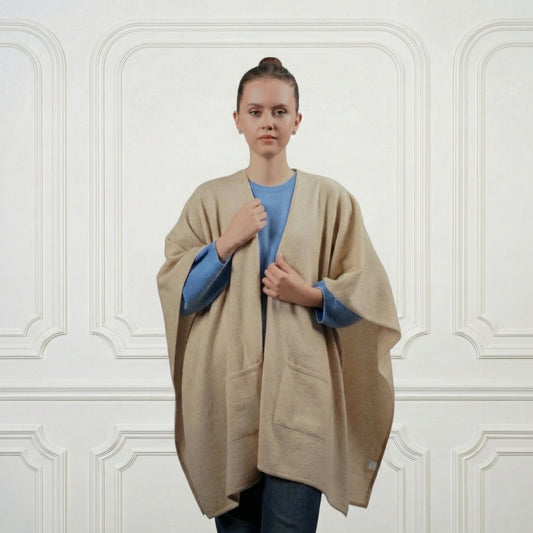 Cashmere Poncho - Blue Sky Cashmere