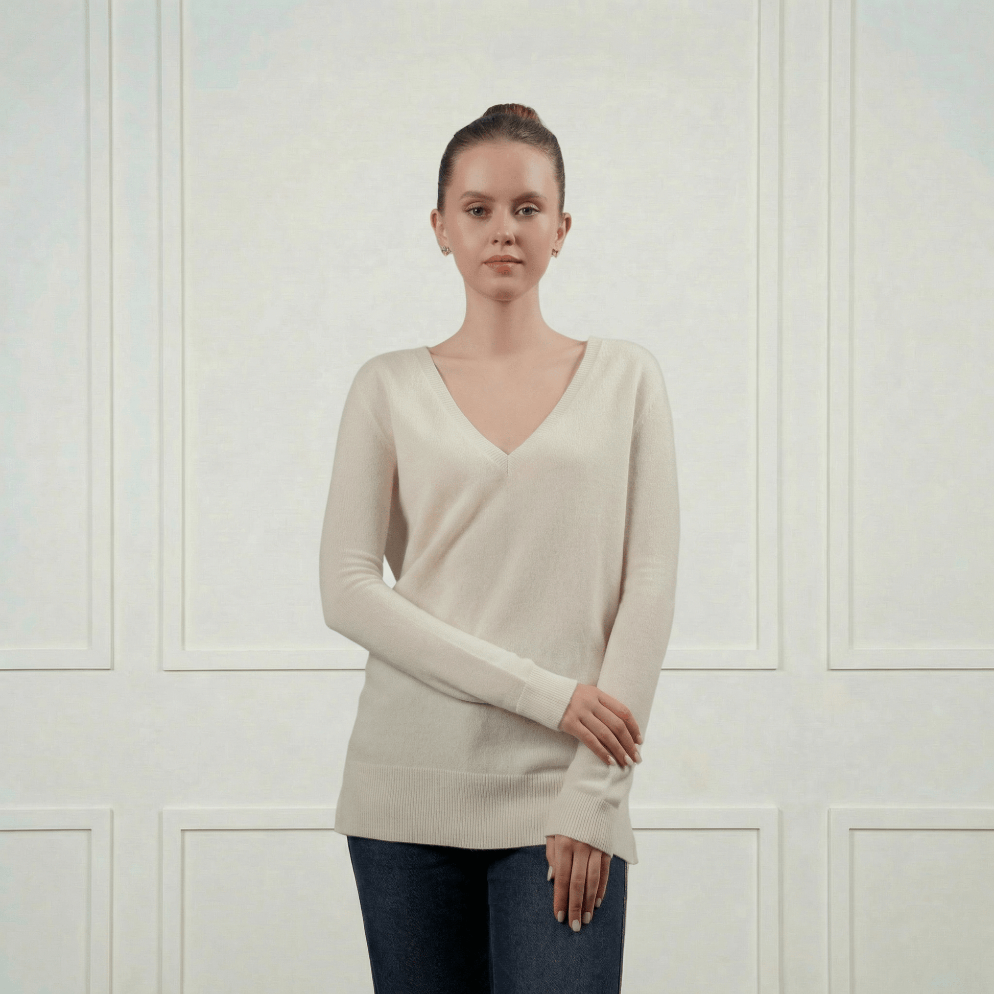 Classic V - Neck Cashmere Sweater - Blue Sky Cashmere
