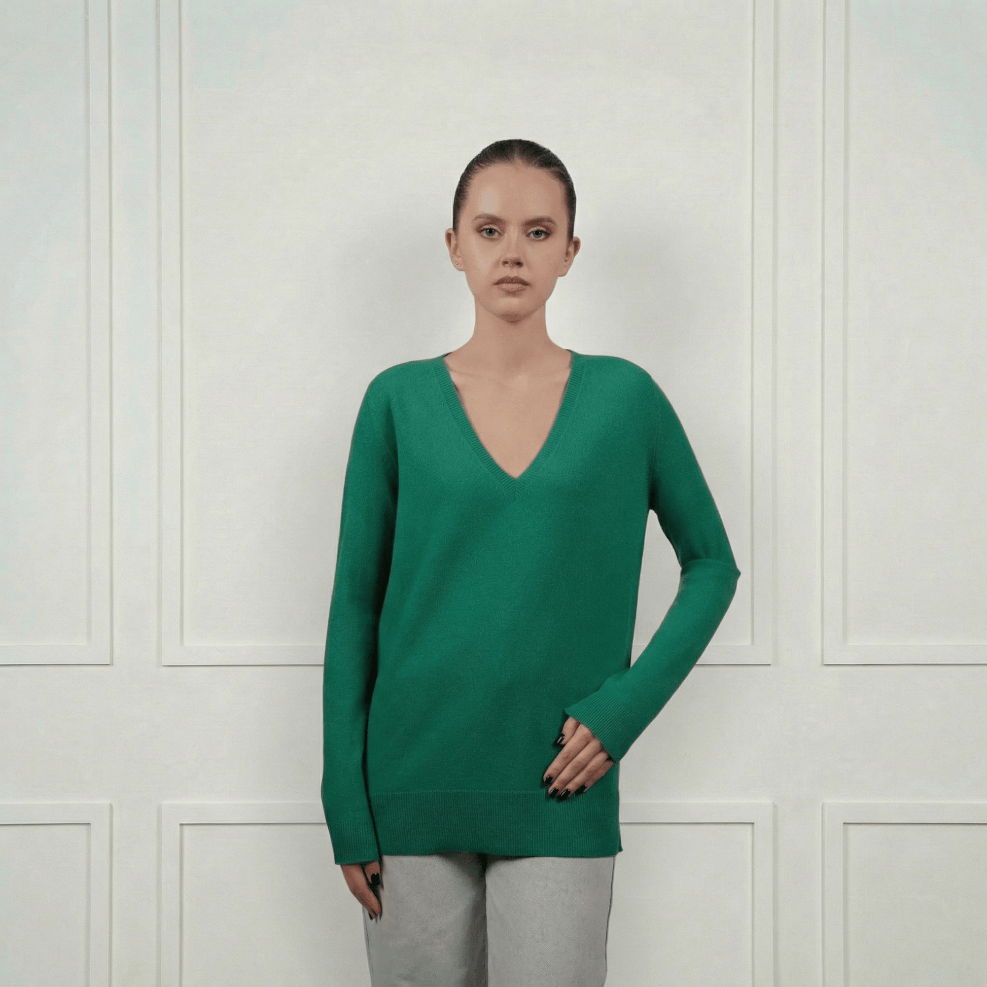 Classic V - Neck Cashmere Sweater - Blue Sky Cashmere