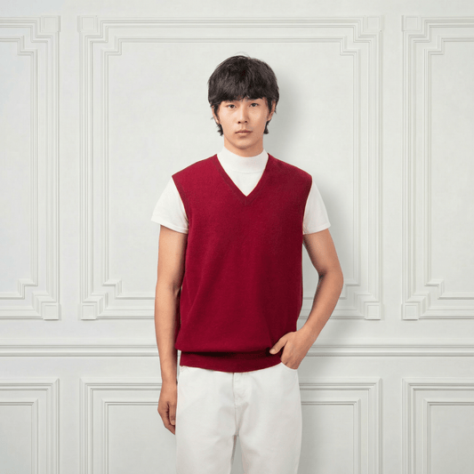Classic V Neck Cashmere Vest - Blue Sky Cashmere