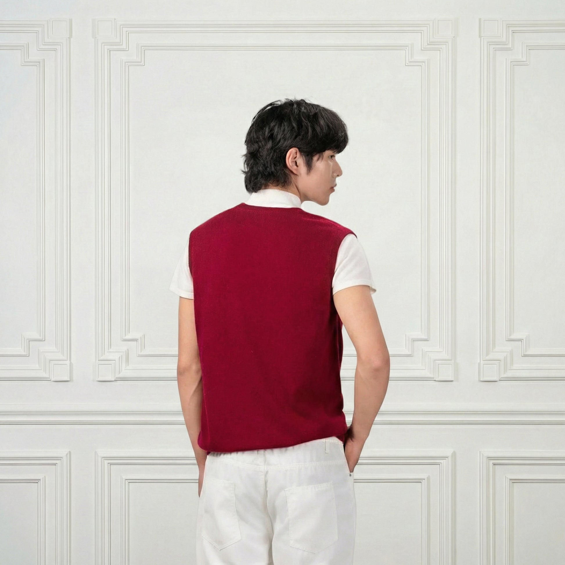 Classic V Neck Cashmere Vest - Blue Sky Cashmere