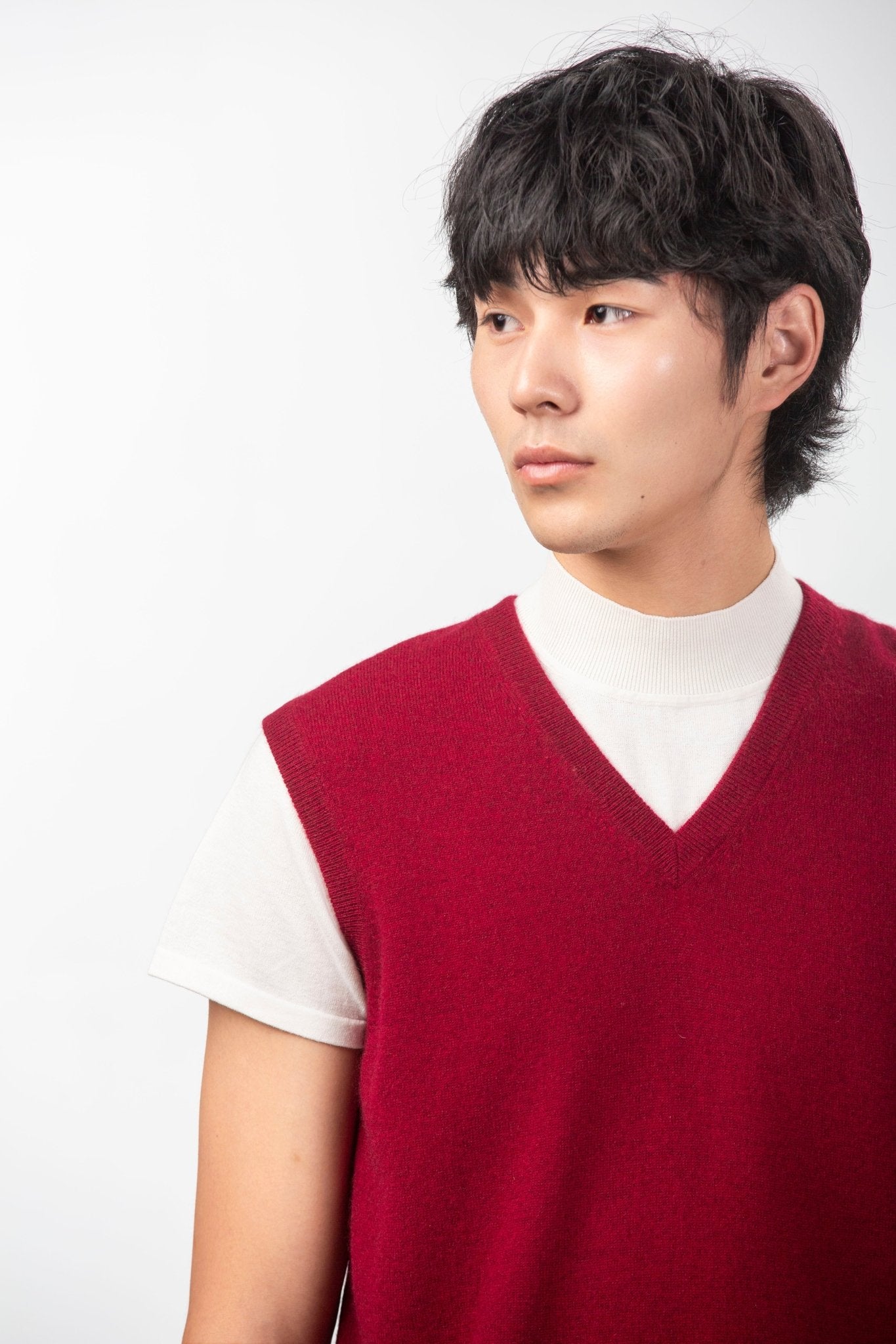 Classic V Neck Cashmere Vest - Blue Sky Cashmere