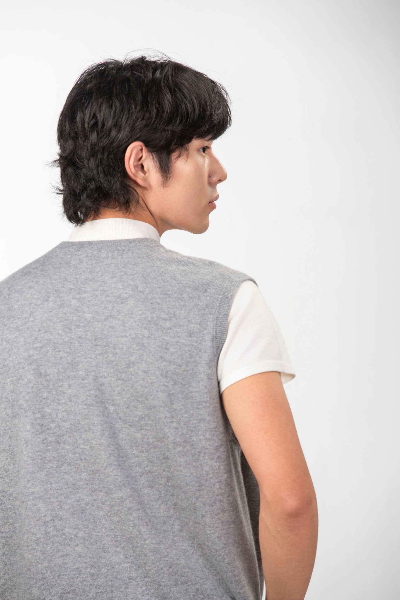 Classic V Neck Cashmere Vest - Blue Sky Cashmere