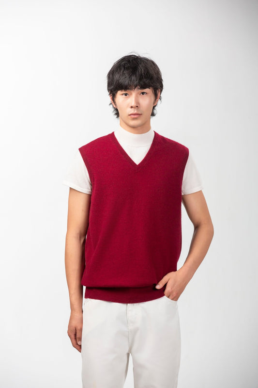 Classic V Neck Cashmere Vest - Blue Sky Cashmere
