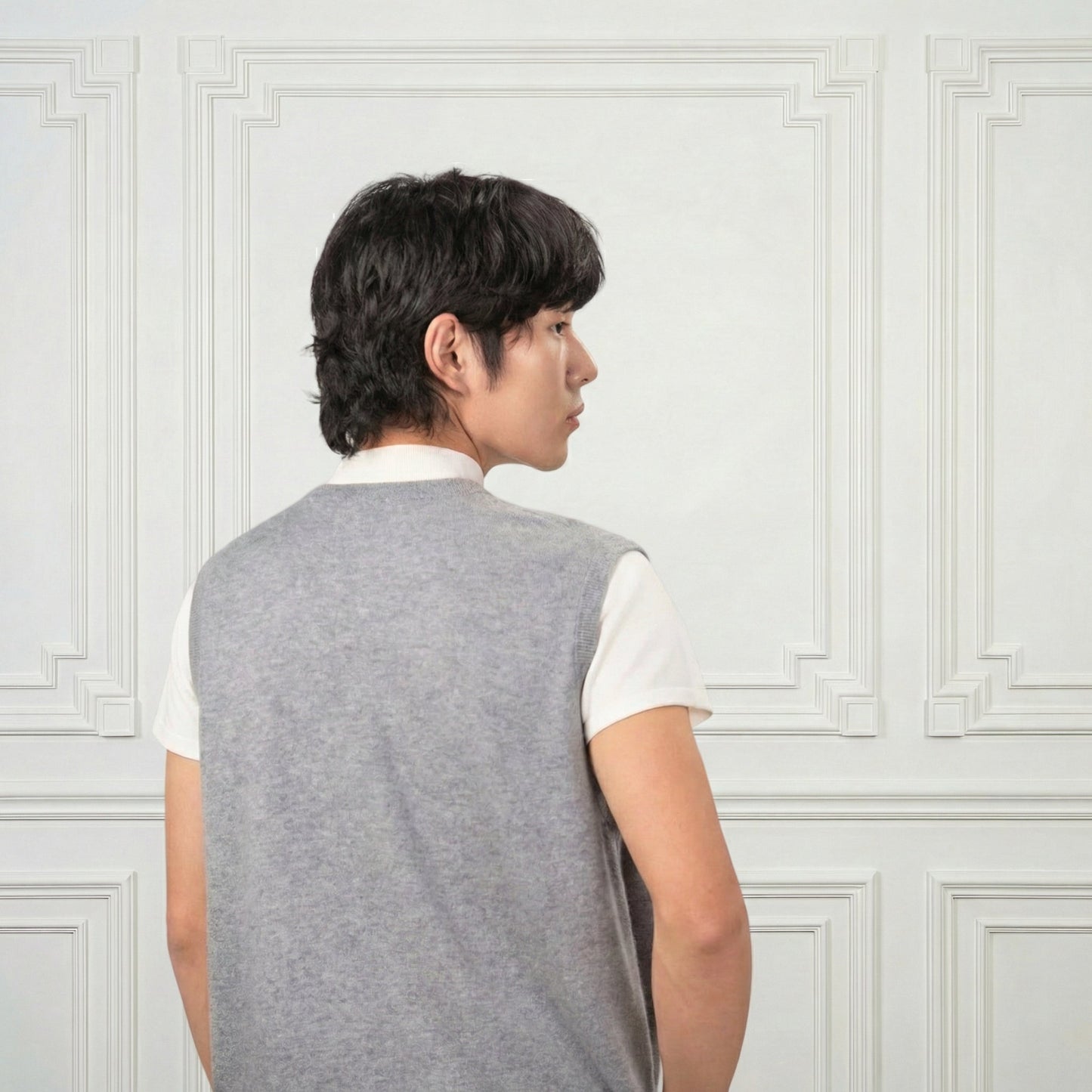 Classic V Neck Cashmere Vest - Blue Sky Cashmere