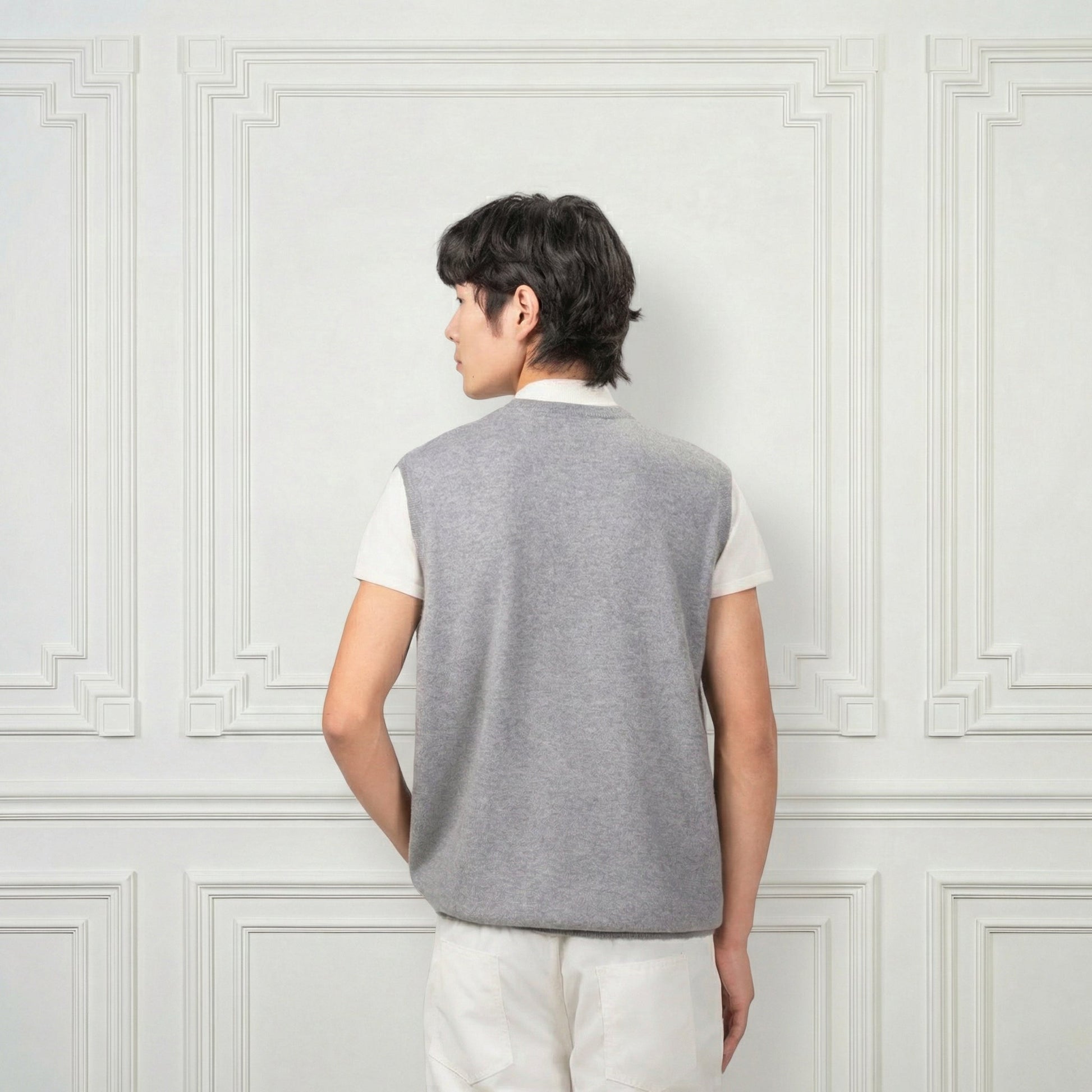 Classic V Neck Cashmere Vest - Blue Sky Cashmere