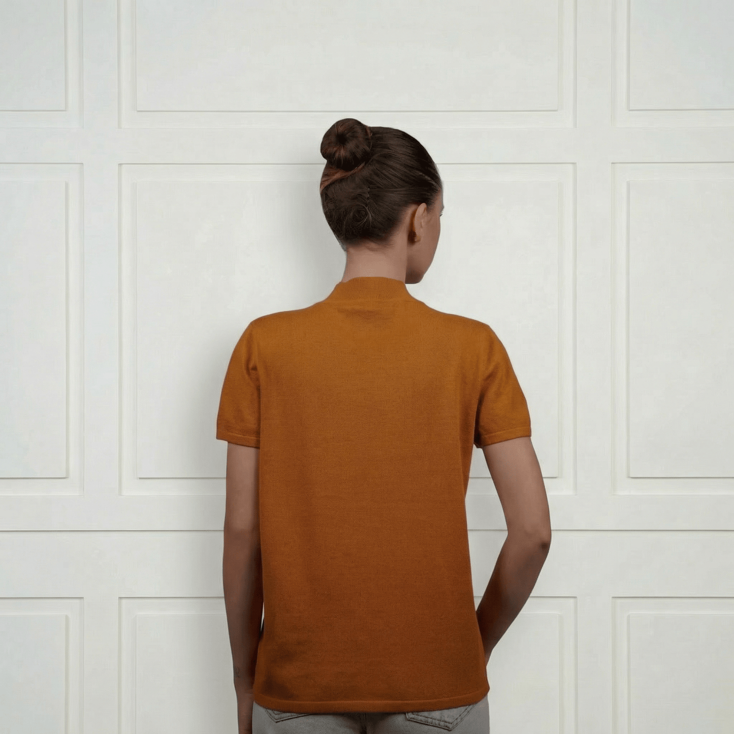 Cotton Silk Cashmere Blend Crew Neck T-Shirt - Blue Sky Cashmere