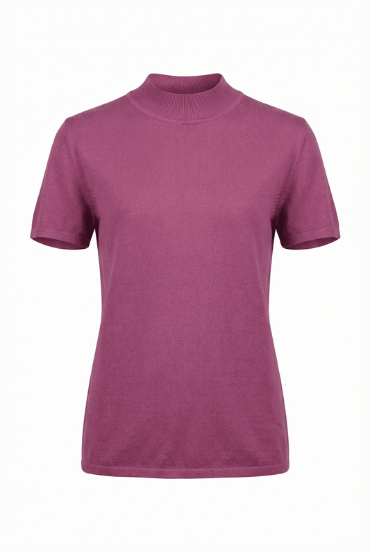 Cotton Silk Cashmere Blend Crew Neck T-Shirt - Blue Sky Cashmere