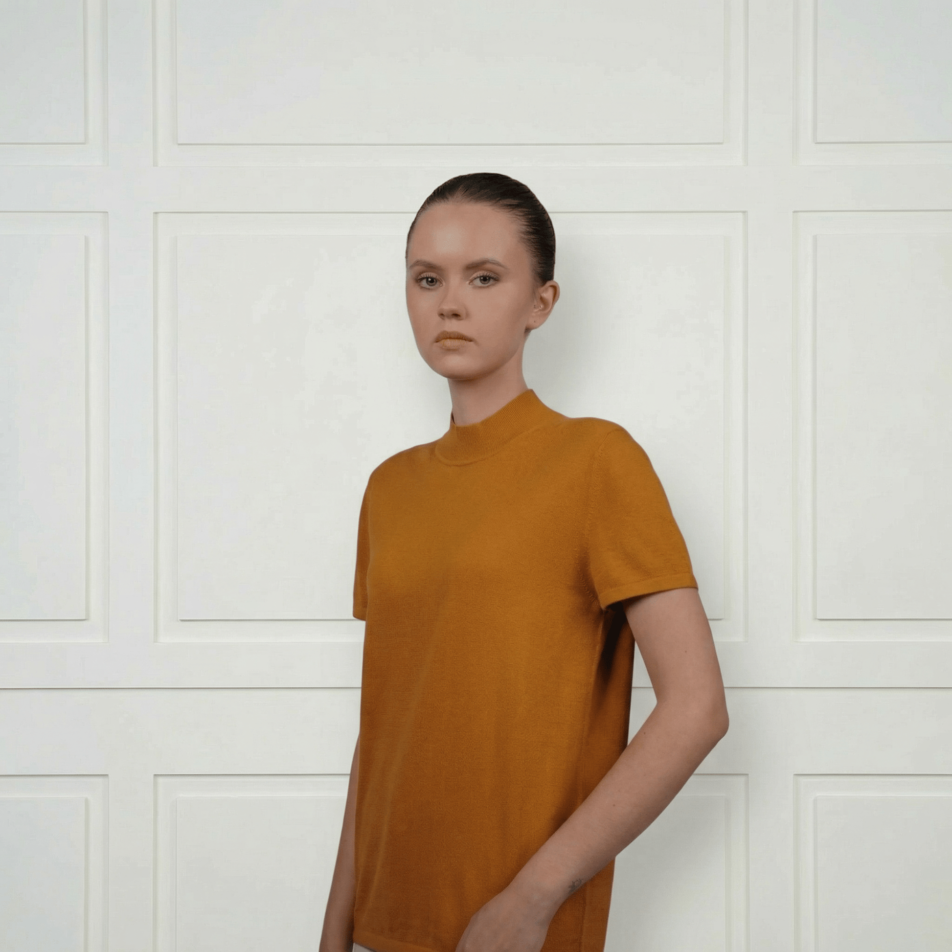 Cotton Silk Cashmere Blend Crew Neck T-Shirt - Blue Sky Cashmere