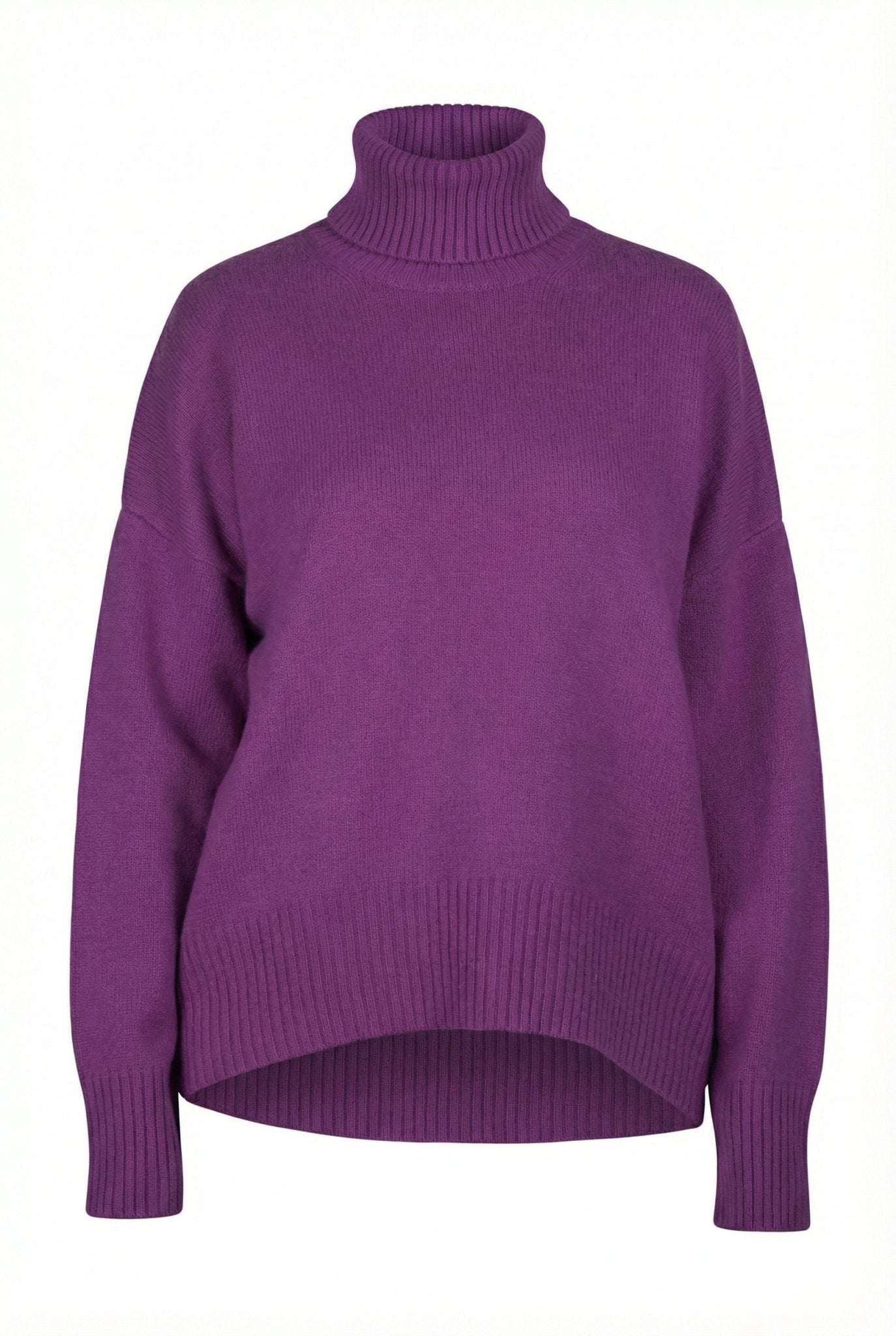 Diana Ribbed Cashmere Mock Turtleneck - Blue Sky Cashmere