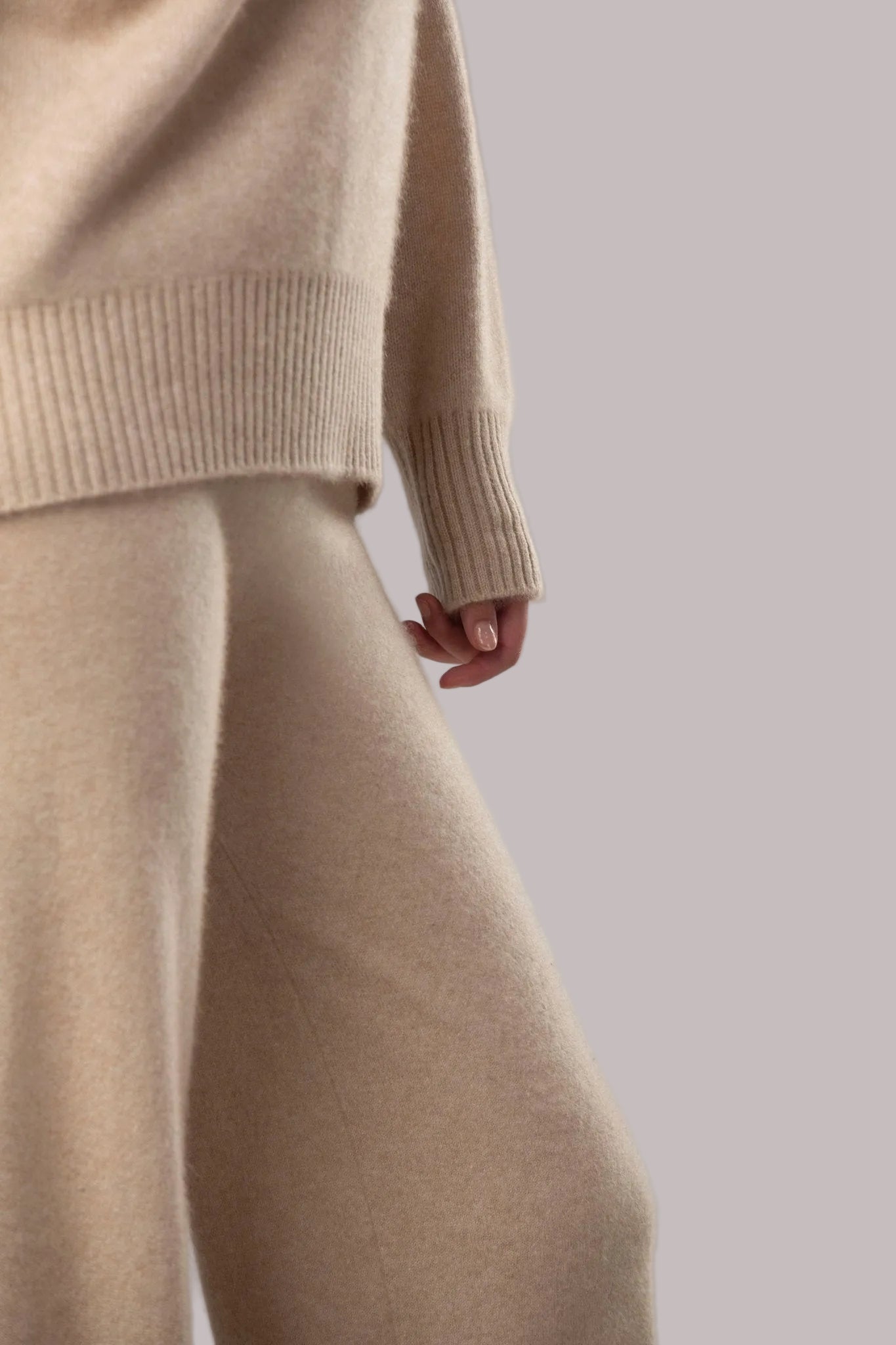 Diana Ribbed Cashmere Mock Turtleneck - Blue Sky Cashmere