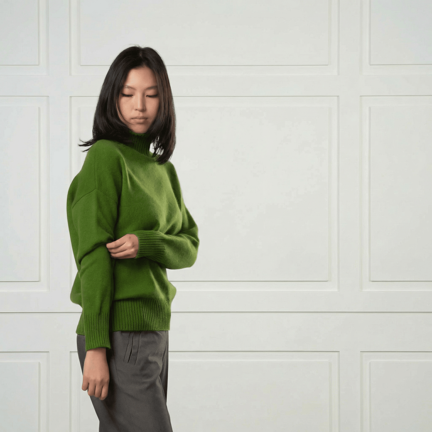 Diana Ribbed Cashmere Mock Turtleneck - Blue Sky Cashmere