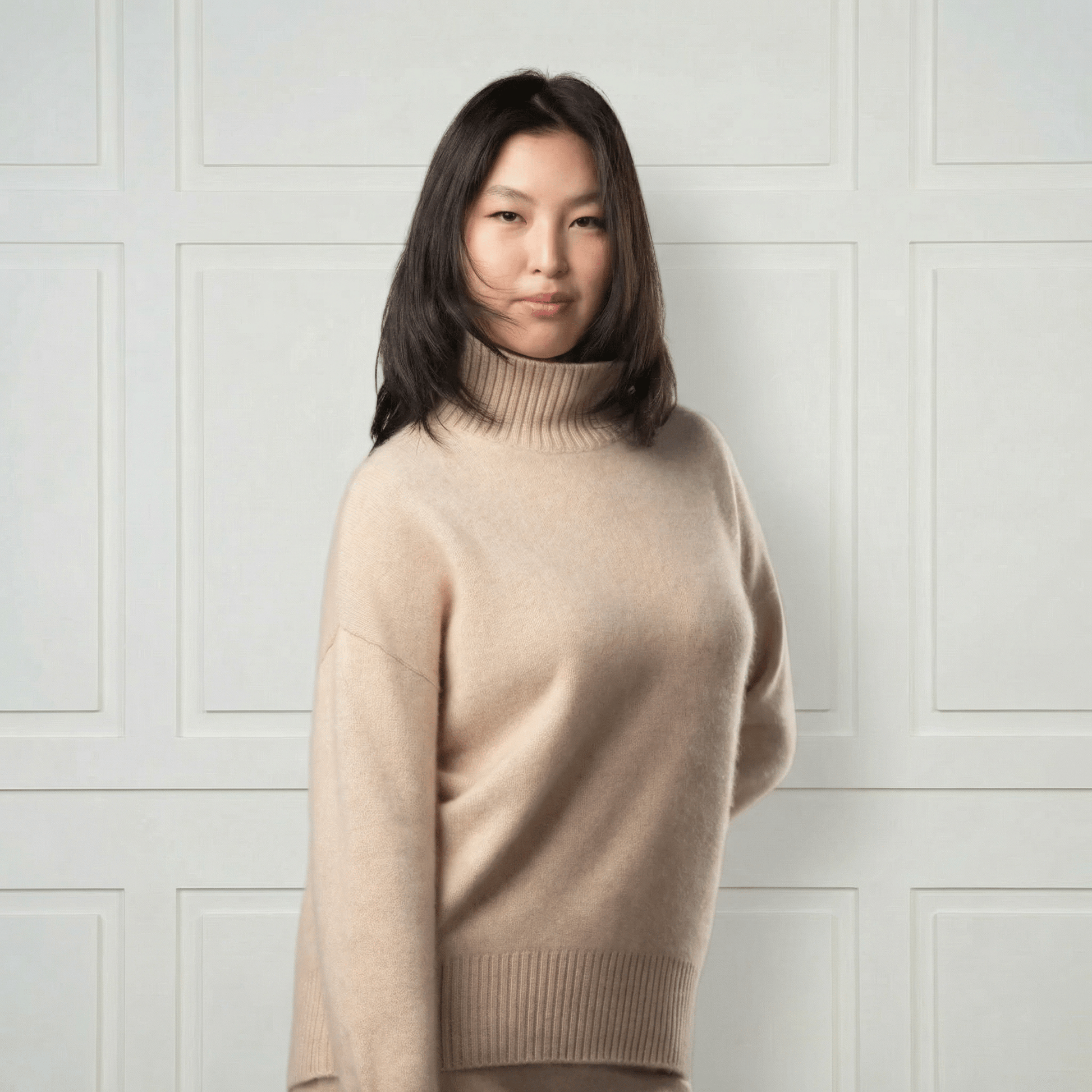 Diana Ribbed Cashmere Mock Turtleneck - Blue Sky Cashmere