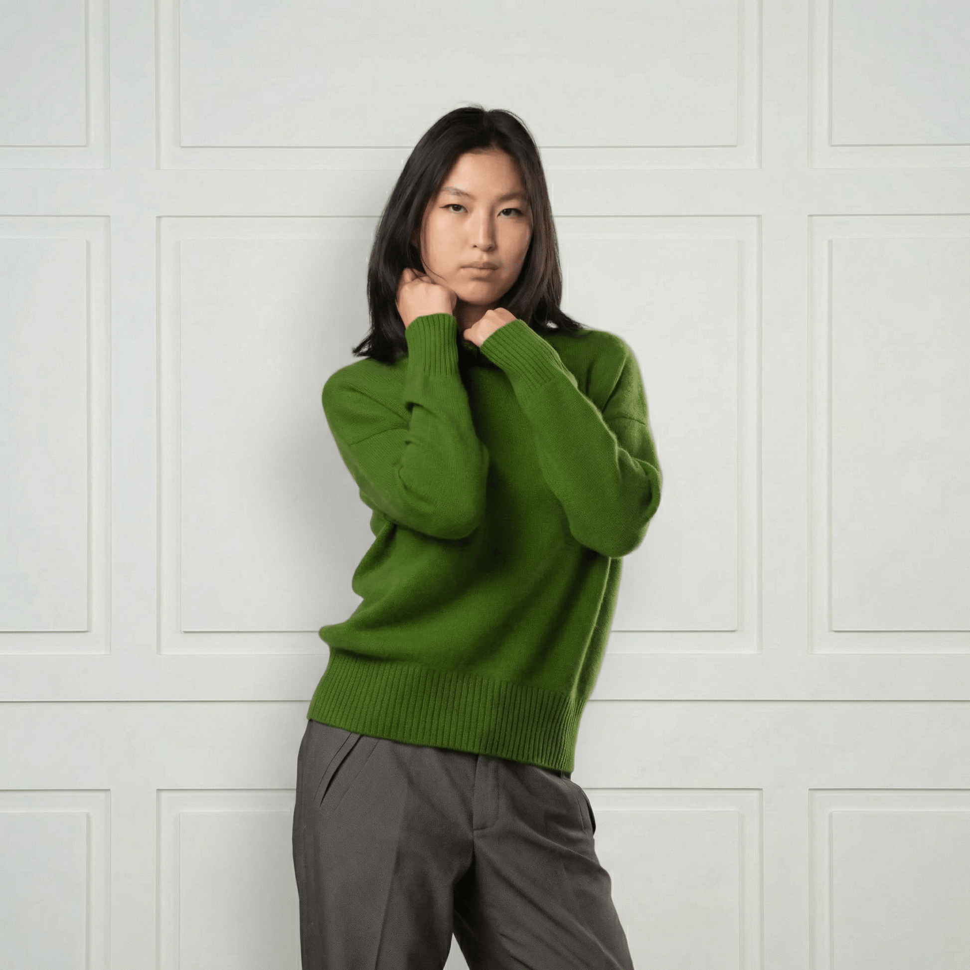 Diana Ribbed Cashmere Mock Turtleneck - Blue Sky Cashmere