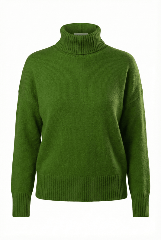 Diana Ribbed Cashmere Mock Turtleneck - Blue Sky Cashmere