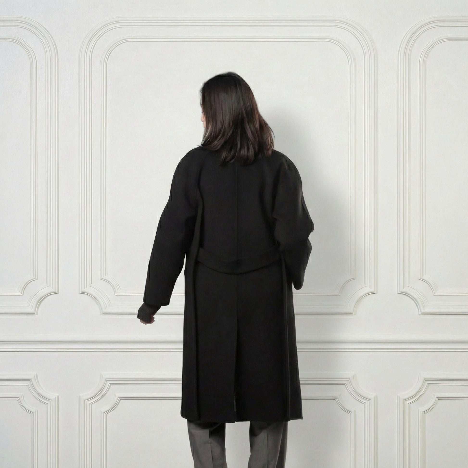 Eleanor One - button Wool Coat - Blue Sky Cashmere