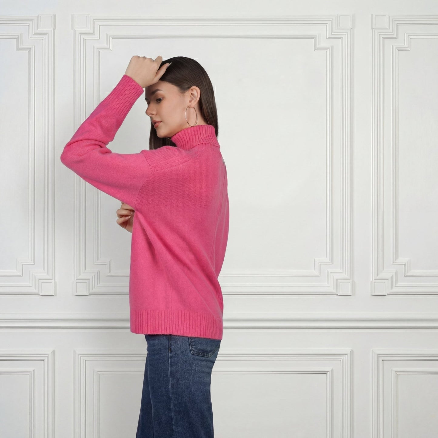 Embroidered Cashmere Turtleneck - Blue Sky Cashmere