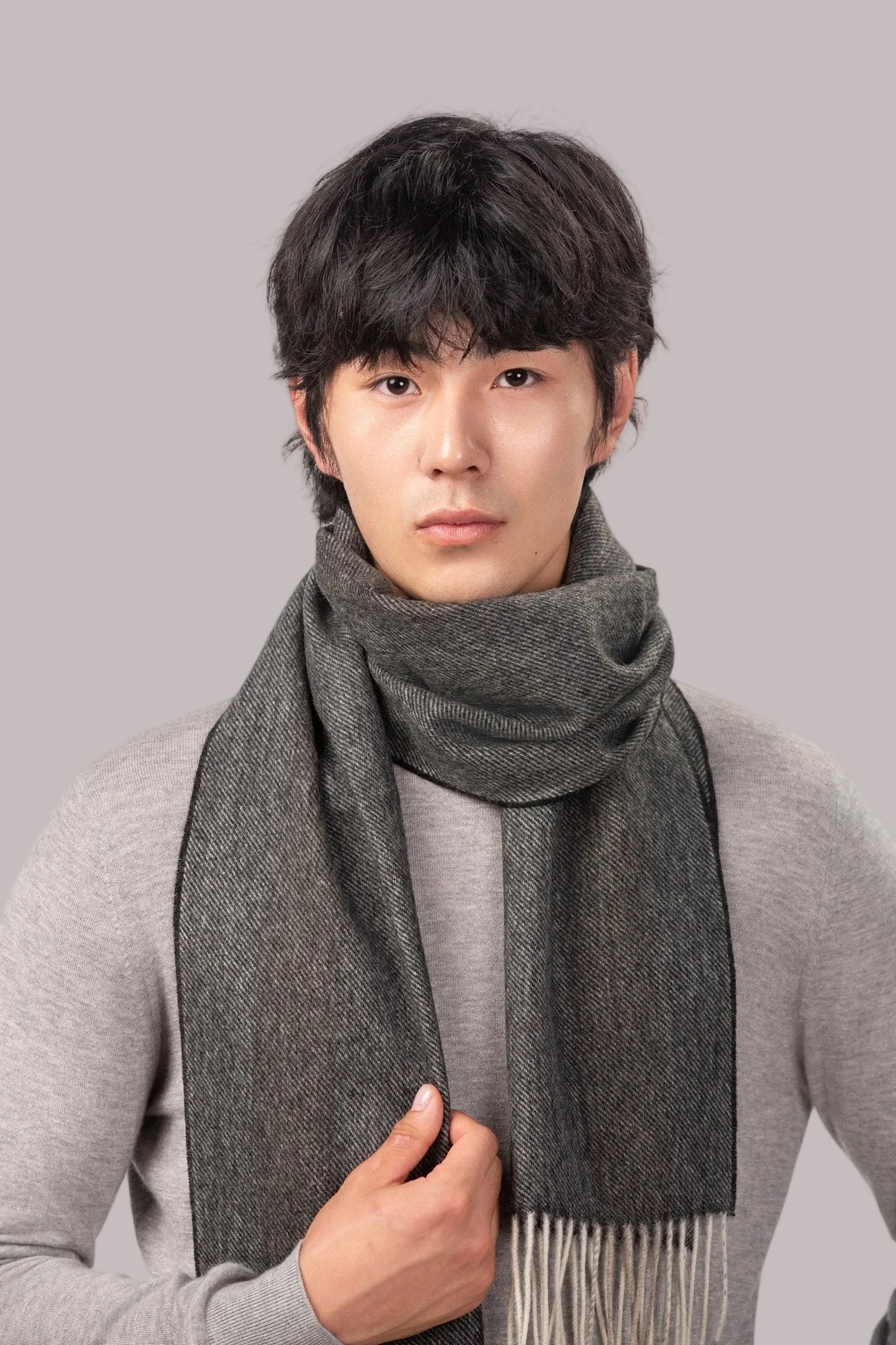 Essential Fringed Wool Scarf - Blue Sky Cashmere