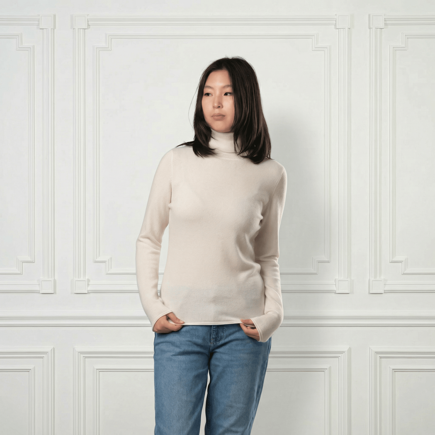 Everyday Bodycon Cashmere Turtleneck - Blue Sky Cashmere