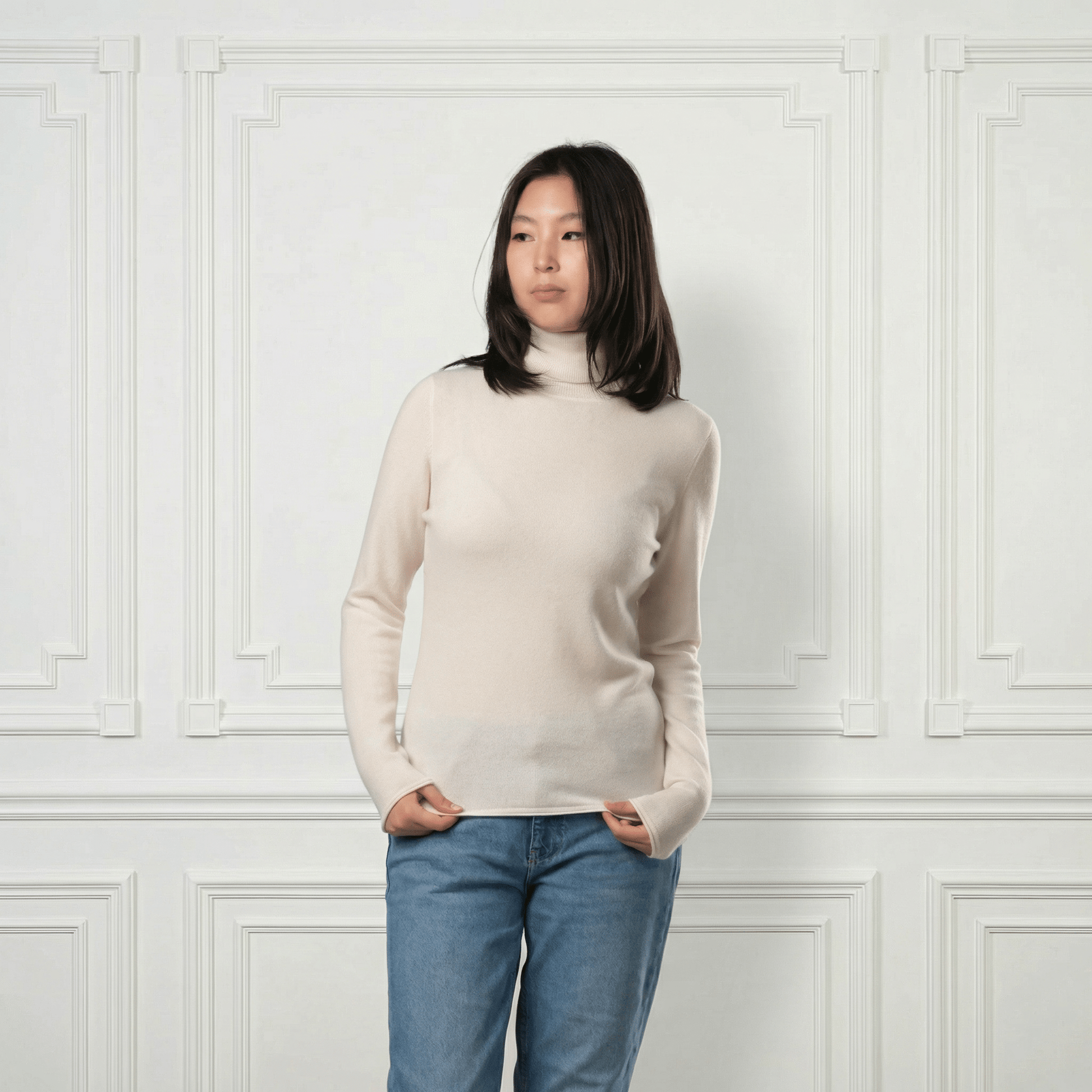 Everyday Bodycon Cashmere Turtleneck - Blue Sky Cashmere