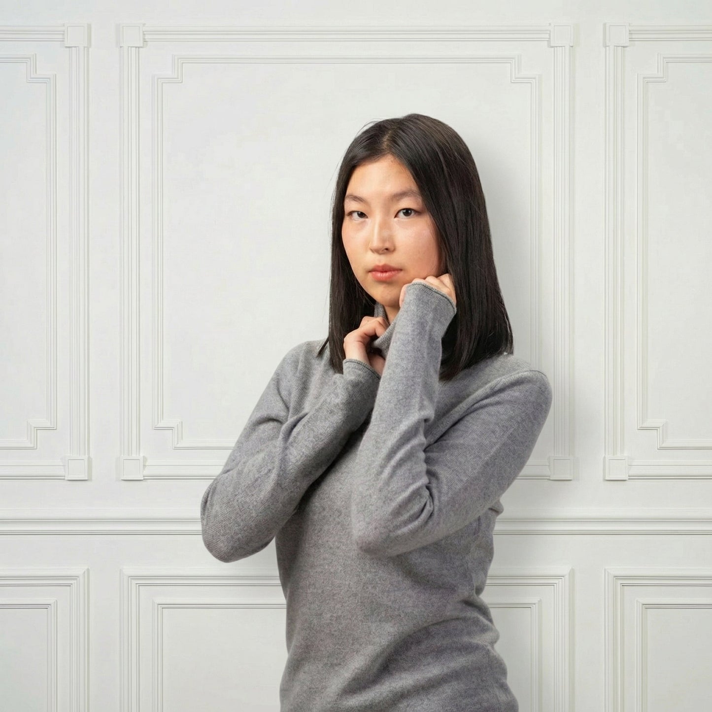 Everyday Bodycon Cashmere Turtleneck - Blue Sky Cashmere