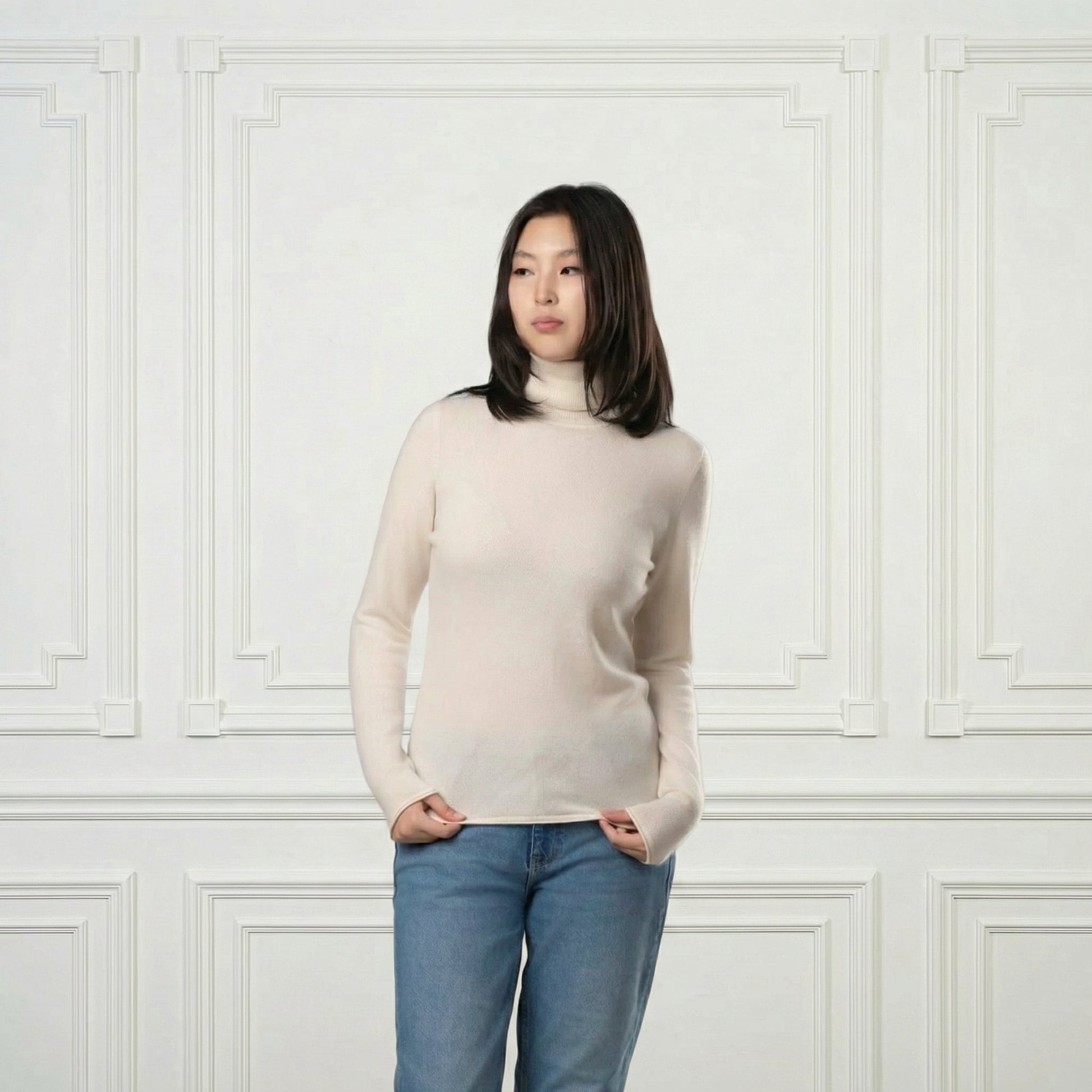 Everyday Bodycon Cashmere Turtleneck - Blue Sky Cashmere