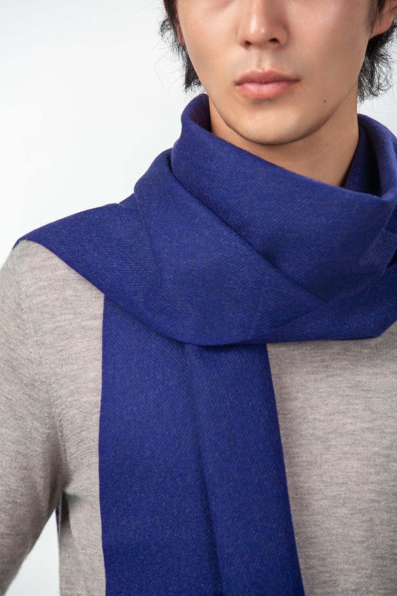 Fringed Cashmere Scarf - Blue Sky Cashmere