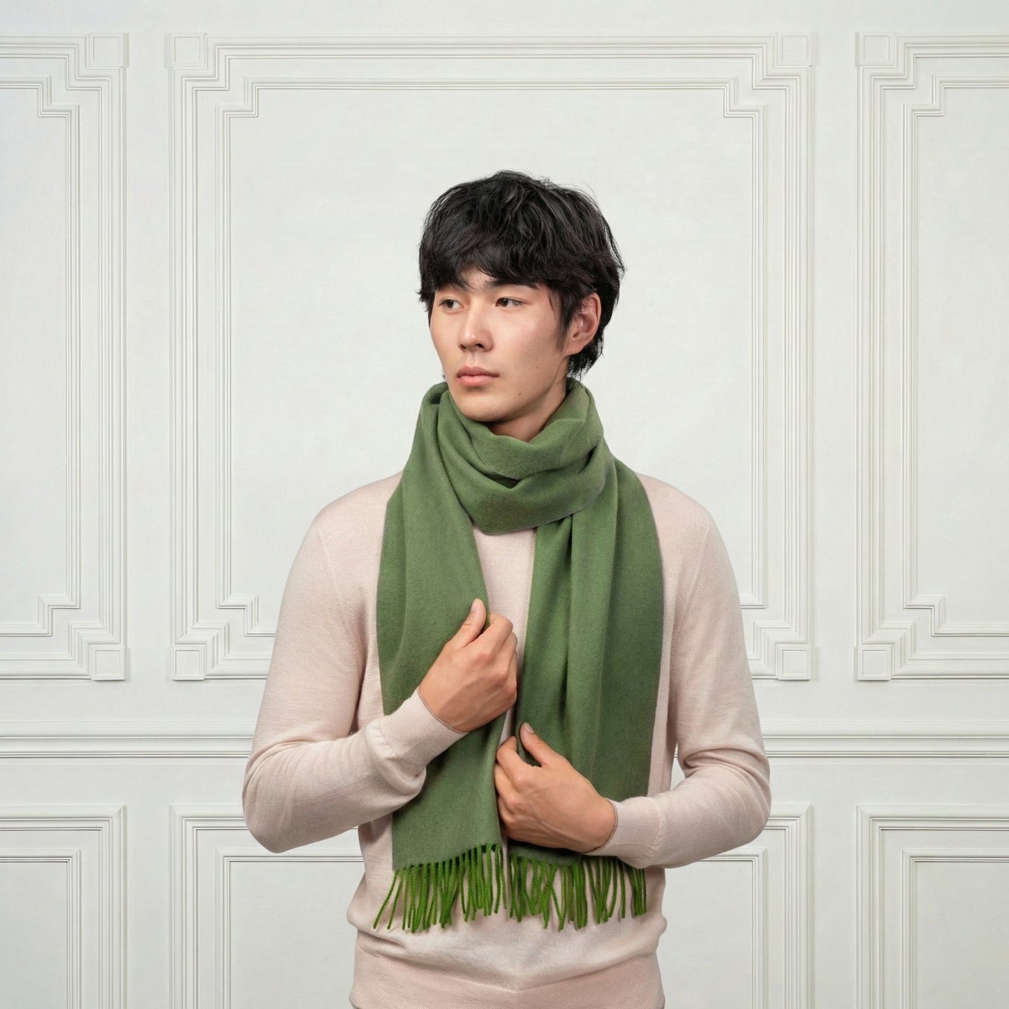 Fringed Cashmere Scarf - Blue Sky Cashmere
