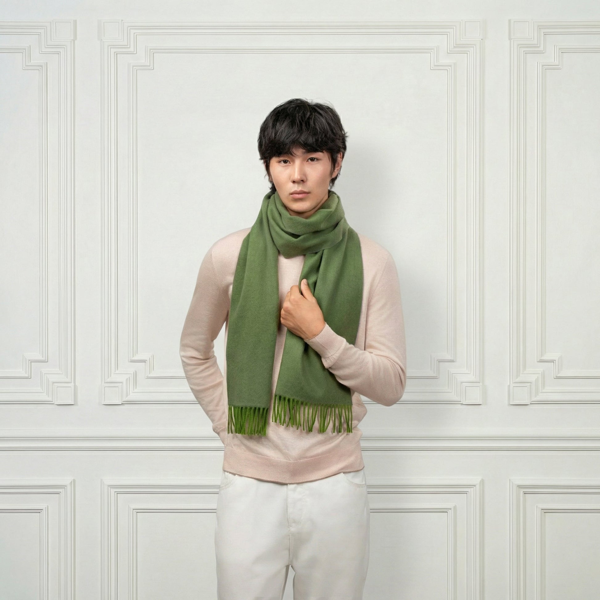 Fringed Cashmere Scarf - Blue Sky Cashmere