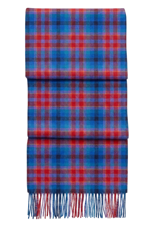 Fringed Cashmere&Wool Multicolored Scarf - Blue Sky Cashmere