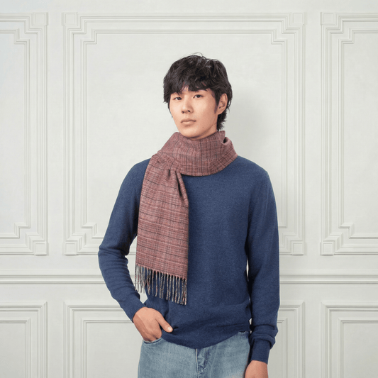 Fringed Multicolored Cashmere Scarf - Blue Sky Cashmere
